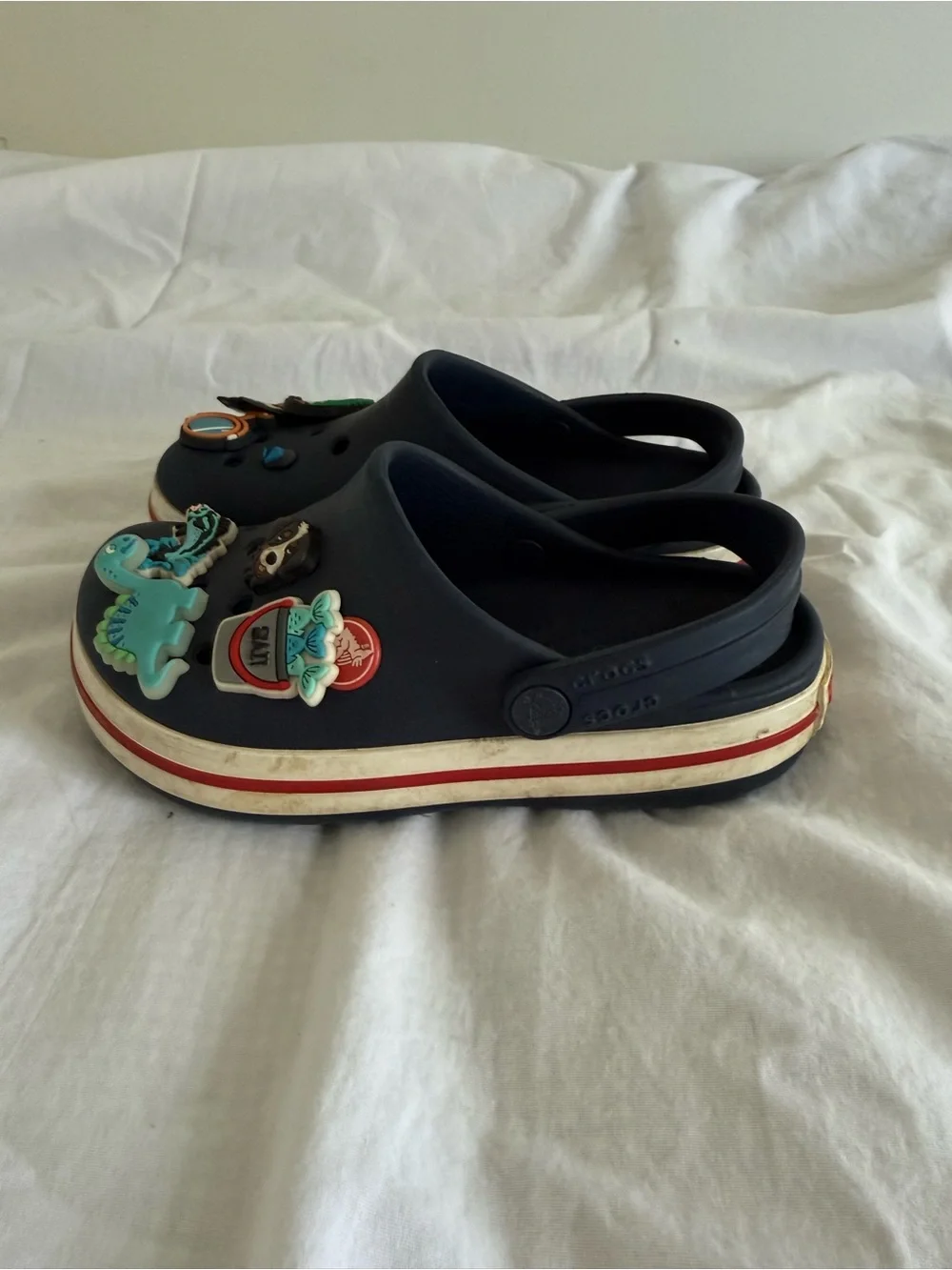 CROCS Kids Navy Blue Clog Sandals with Colorful Jibbitz Charms